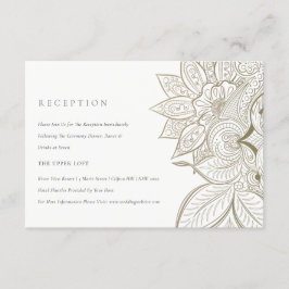 Tarjeta De Recepción Clásico Ornate Paisley Ivory Gold Wedding