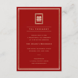 Tarjeta De Recepción Clásico Rectángulo Doble Felicidad Tea Ceremonia