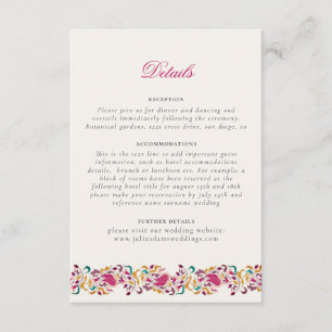 Tarjeta De Recepción Clásico Rosa Verde Amarillo Floral Cisne Pájaro Bo
