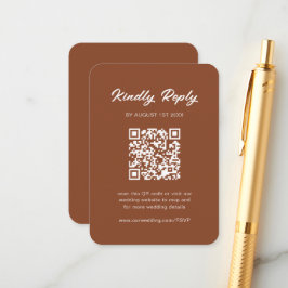 Tarjeta De Recepción Clásico Rústico Terracota QR Boda de código RSVP