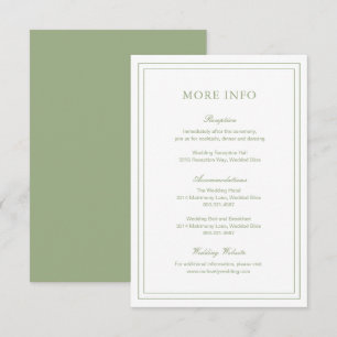 Tarjeta De Recepción Clásico Sage Green Elegant Wedding