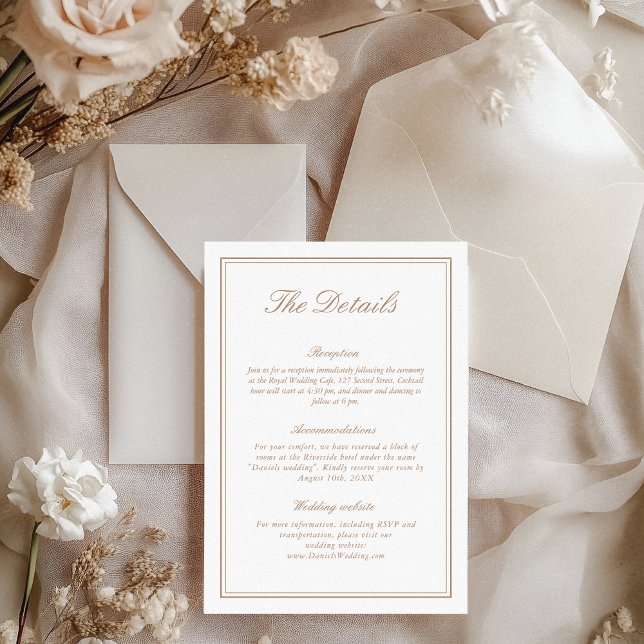 Tarjeta De Recepción Clásico Taupe Elegante Detalles de la Boda (Subido por el creador)