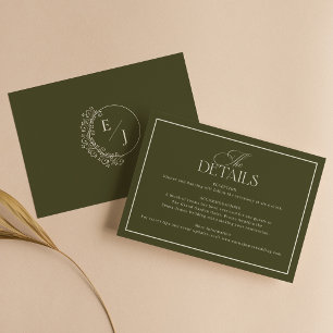 Tarjeta De Recepción Clásico Verde Oliva de Dinero Antiguo Elegante Bod