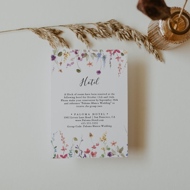Tarjeta De Recepción Clásico y colorido Hotel Floral (Subido por el creador)