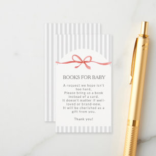 Tarjeta De Recepción Clásicos Grises con Rayas Libros con Cinta Roja pa