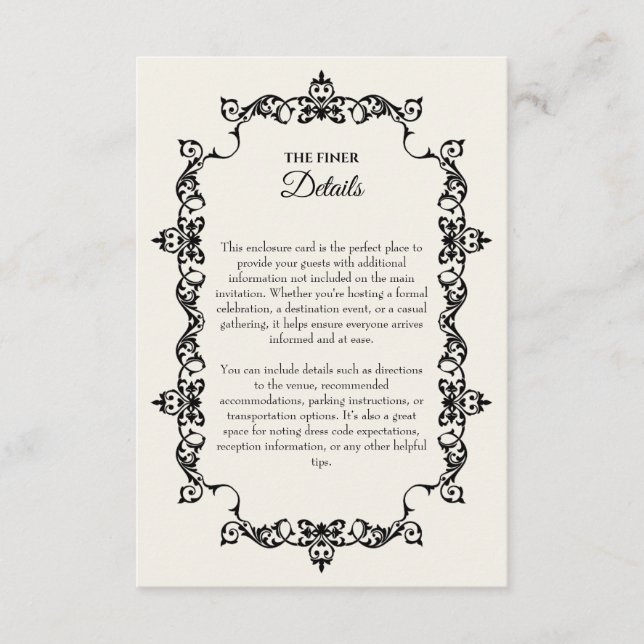 Tarjeta De Recepción Classic Antique Ivory Ornately Framed Wedding (Anverso)