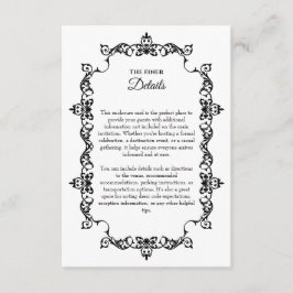 Tarjeta De Recepción Classic Black and White Ornately Framed Wedding