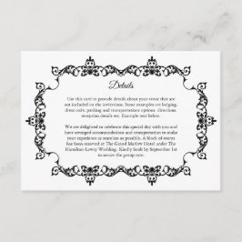 Tarjeta De Recepción Classic  Black and White Ornately Framed Wedding