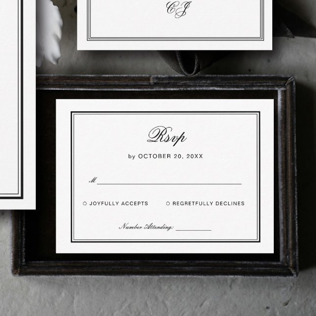 Tarjeta De Recepción Classic Black and White Wedding Response (Subido por el creador)