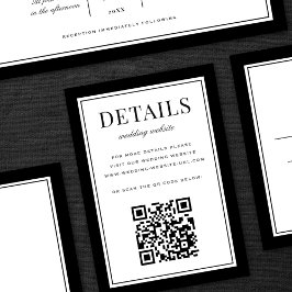 Tarjeta De Recepción Classic Black Frame Wedding Details QR Code