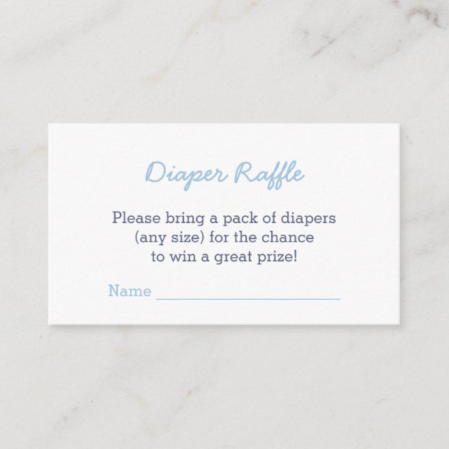 Tarjeta De Recepción Classic Blue Check Baby Shower Diaper Raffle (Anverso)