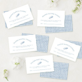 Tarjeta De Recepción Classic Blue Gingham Boy Baby Shower Diaper Raffle