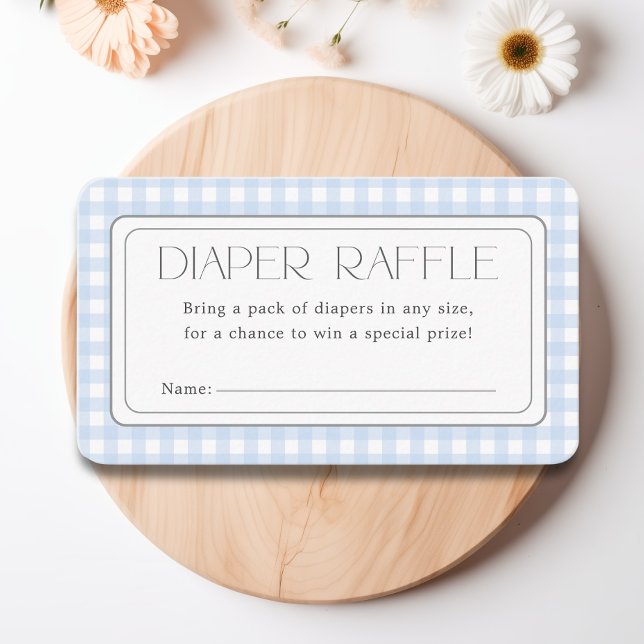 Tarjeta De Recepción Classic Blue Gingham Boy Baby Shower Diaper Raffle (Classic Blue Gingham Boy Baby Shower Diaper Raffle Enclosure Card)