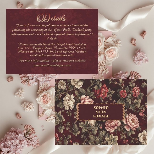 Tarjeta De Recepción Classic Christmas Chinoiserie Romantic Wedding  (Classic Christmas Chinoiserie Romantic Wedding Enclosure Card)
