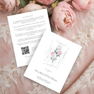 Tarjeta De Recepción Classic Cute Floral Peonies Bunch in Gray & Pink