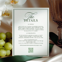 Tarjeta De Recepción Classic Dark Green Wedding Details