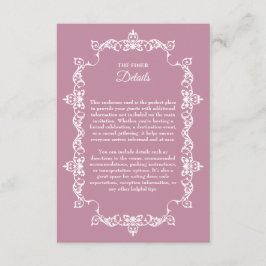 Tarjeta De Recepción Classic Dusty Rose Pink Ornately Framed Wedding