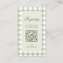 Tarjeta De Recepción Classic Elegant Green Gingham Baby Shower Registry