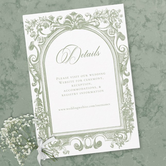 Tarjeta De Recepción Classic Elegant Sage Arch Floral Frame Wedding (Classic Elegant Sage Arch Floral Frame Wedding Enclosure Card)