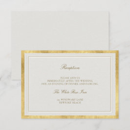 Tarjeta De Recepción Classic Elevated Gold Ecru Frame Wedding Reception