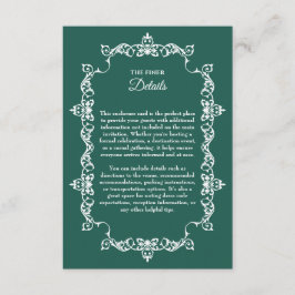 Tarjeta De Recepción Classic Emerald Green Ornately Framed Wedding