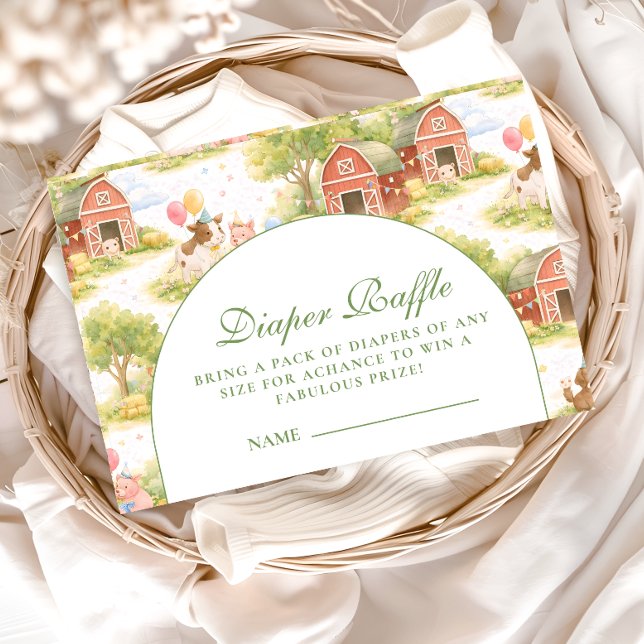 Tarjeta De Recepción Classic Farm Animals Barnyard Diapper Raffle (Subido por el creador)