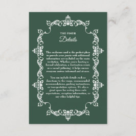 Tarjeta De Recepción Classic Forest Green Ornately Framed Wedding