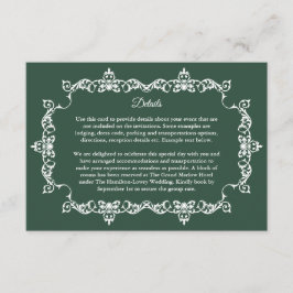 Tarjeta De Recepción Classic Forest Green Ornately Framed Wedding