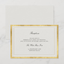 Tarjeta De Recepción Classic Frame Elevated Gold Ecru Wedding Reception