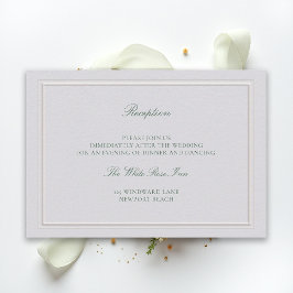 Tarjeta De Recepción Classic Green Elevated Ivory Wedding Reception