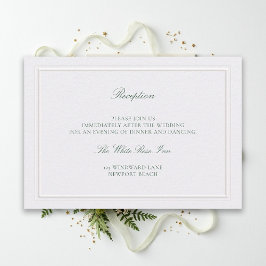 Tarjeta De Recepción Classic Green Elevated Pearl Wedding Reception