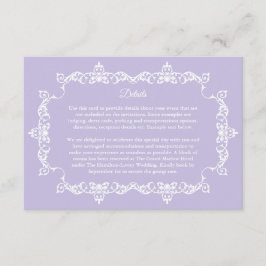Tarjeta De Recepción Classic Lavender Purple Ornately Framed Wedding