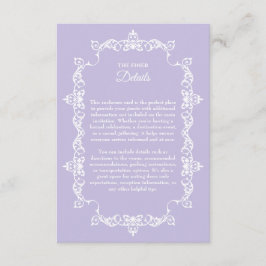 Tarjeta De Recepción Classic Lavender Purple Ornately Framed Wedding