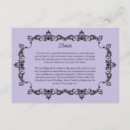 Tarjeta De Recepción Classic Lavender Purple Ornately Framed Wedding