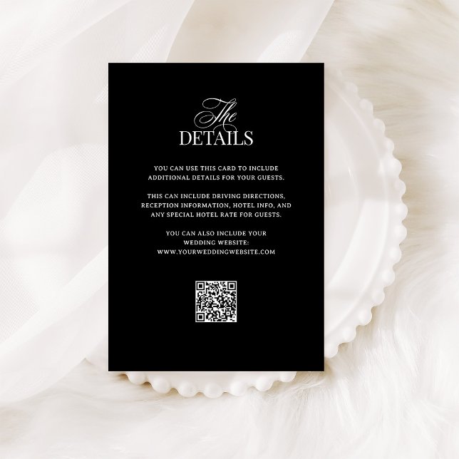 Tarjeta De Recepción Classic Luxe Black | Detalles del invitado del Bod (Subido por el creador)