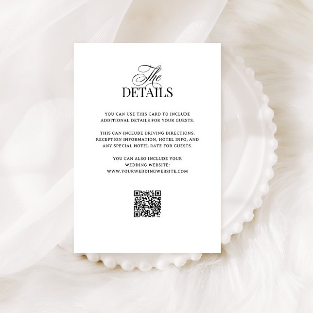Tarjeta De Recepción Classic Luxe | Detalles del invitado del Boda de c (Subido por el creador)