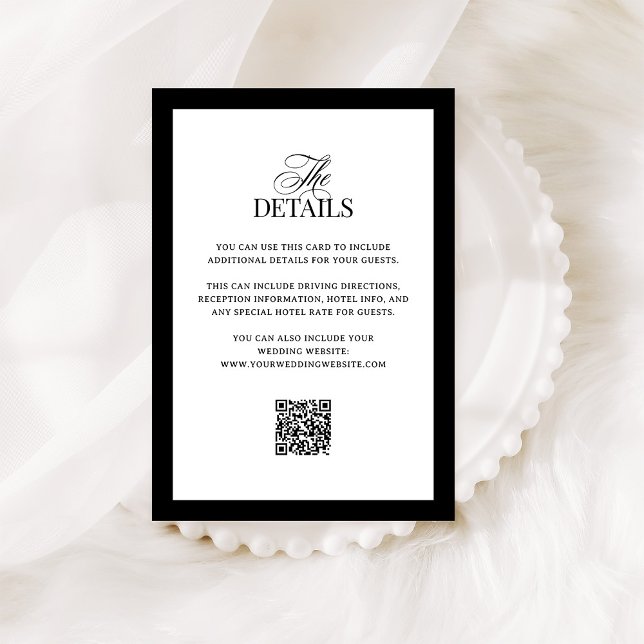 Tarjeta De Recepción Classic Luxe | Detalles del invitado del Boda de c (Subido por el creador)