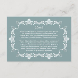 Tarjeta De Recepción Classic Misty Sage Blue Ornately Framed Wedding