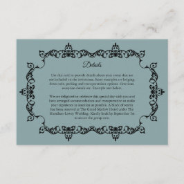 Tarjeta De Recepción Classic Misty Sage Blue Ornately Framed Wedding