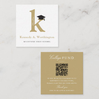 Tarjeta De Recepción Classic Monogram Gold 'K' Graduation College Fund