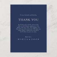 Tarjeta de recepción Classic Navy Blue Silver