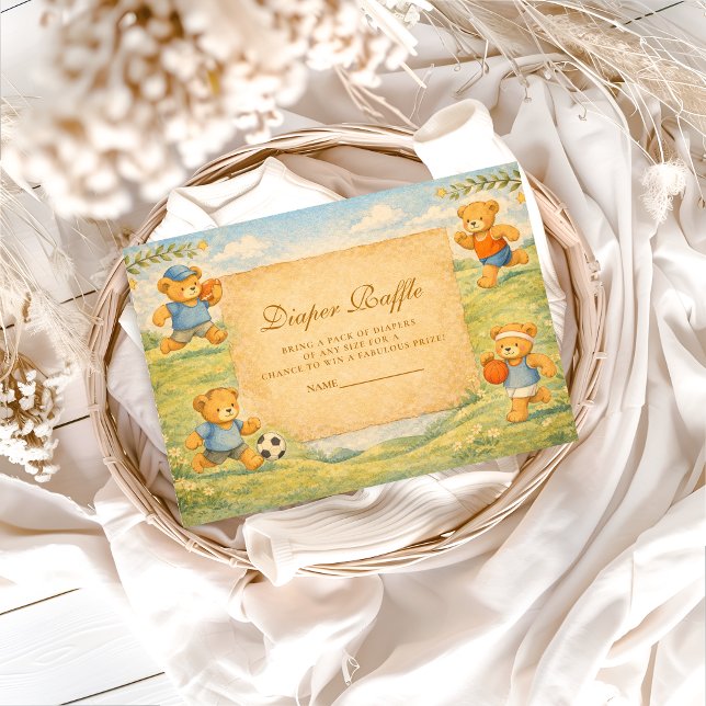 Tarjeta De Recepción Classic Nursery Sports Bears Diapper Raffle (Subido por el creador)