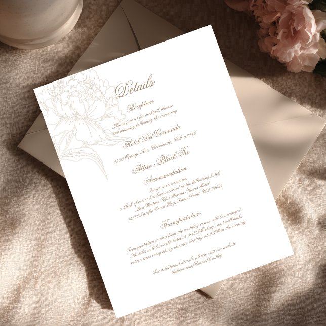 Tarjeta De Recepción Classic Outline Floral Details Enclosure Card (Subido por el creador)