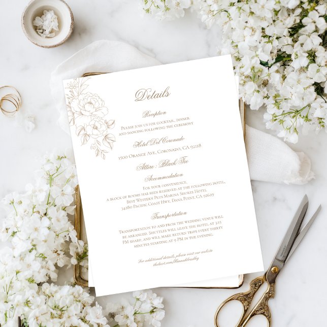 Tarjeta De Recepción Classic Outline Floral Details Enclosure Card (Subido por el creador)
