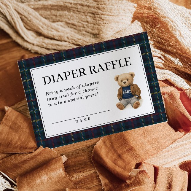 Tarjeta De Recepción Classic Plaid Teddy Bear Diaper Raffle Cards  (Subido por el creador)