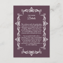 Tarjeta De Recepción Classic Plum Purple Ornately Framed Wedding