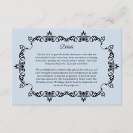 Tarjeta De Recepción Classic Powder Blue Ornately Framed Wedding