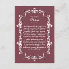 Tarjeta De Recepción Classic Romantic Rosewood Ornately Framed Wedding