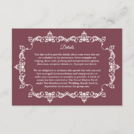 Tarjeta De Recepción Classic Romantic Rosewood Ornately Framed Wedding
