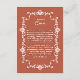 Tarjeta De Recepción Classic Rustic Terracotta Ember Ornately Framed